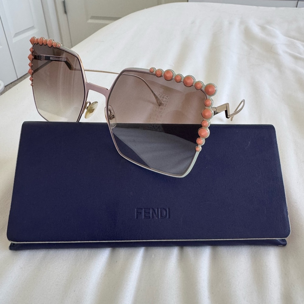 Fendi Sunglasses with Coral and Gold Details